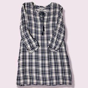 Madewell Women's Plaid Artiste Tunic Shirt Dress With Tie Tassle